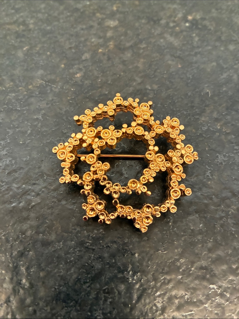 Vintage Napier Goldtone Dot Filigree Brooch